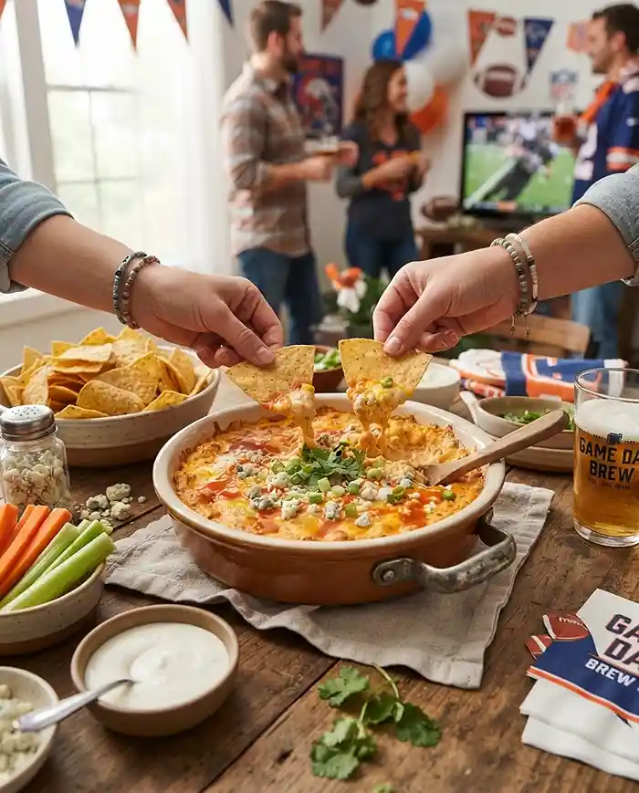 Gluten-Free Buffalo Chicken Pumpkin Queso Dip 4 gluten-free
