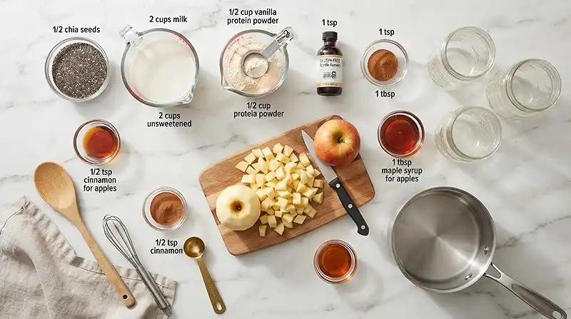 gluten free cinnamon apple protein chia cups