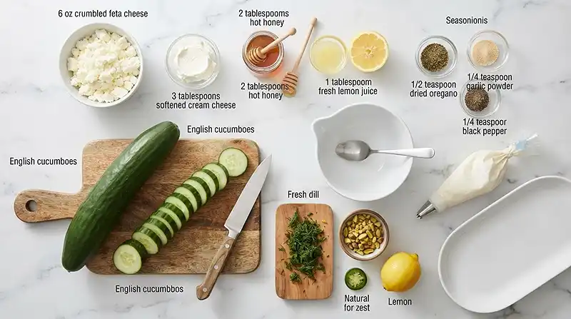 Hot Honey Feta Cucumber Bites 2 gluten free cucumber bites