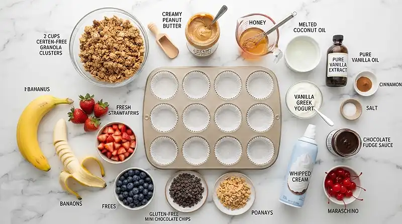 No-Bake Banana Split Granola Cups 2 gluten free no bake cups