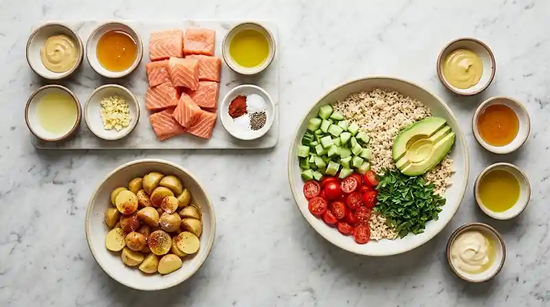 Honey Mustard Salmon Potato Bowls 2 gluten-free salmon bowls