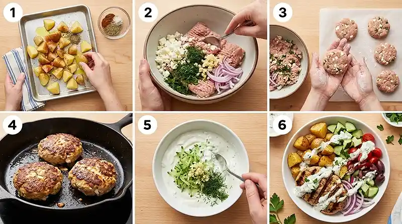 greek turkey potato bowl