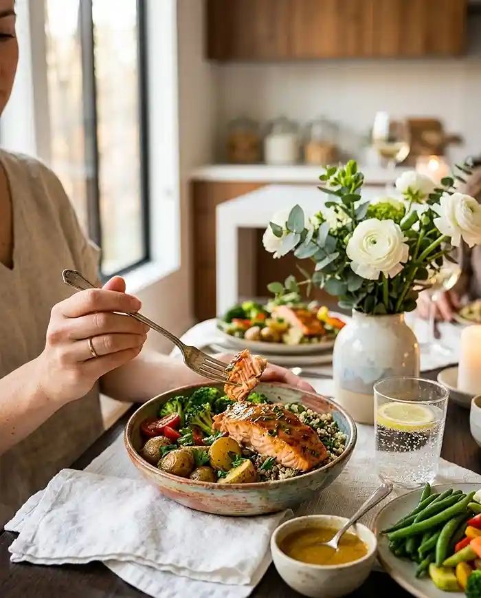 Honey Mustard Salmon Potato Bowls 4 high protein dinner