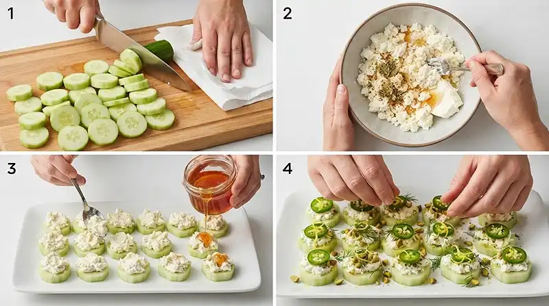 Hot Honey Feta Cucumber Bites 3 hot honey feta appetizer