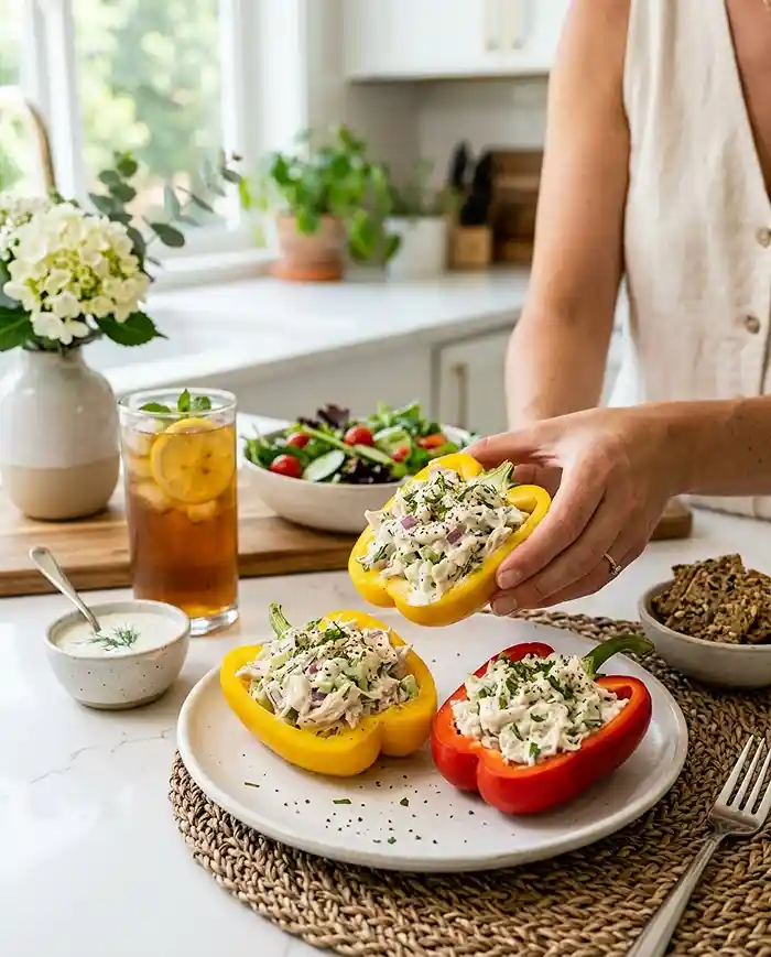 Ranch Chicken Salad Bell Pepper Boats Recipe 4 lunchbox snack