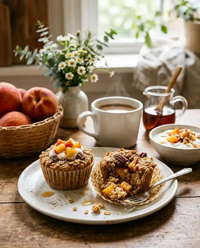Gluten-Free Peach Cobbler Oatmeal Cups 4 meal prep bake
