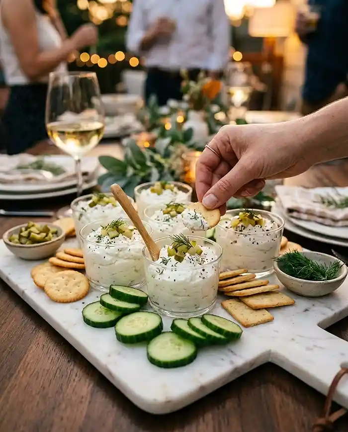 Gluten-Free Whipped Feta Pickle Dip Cups 4 party appetizer