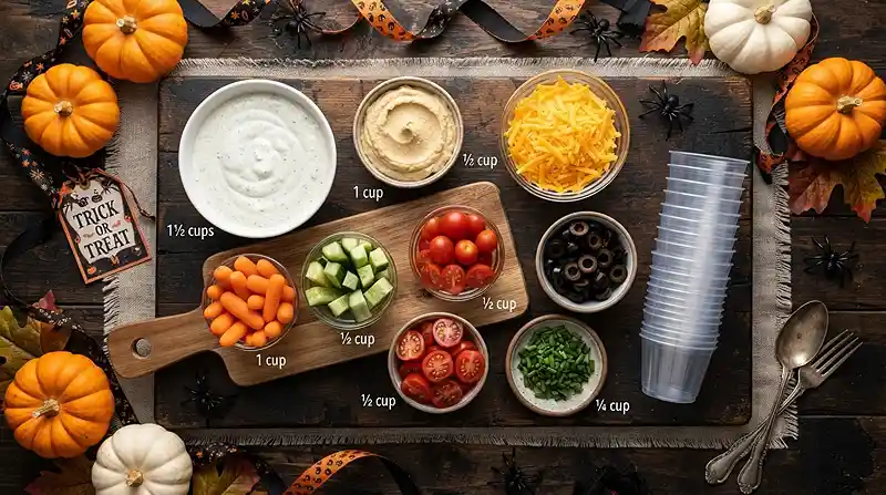 Halloween Veggie Patch Dip Cups 2 party dip recipe