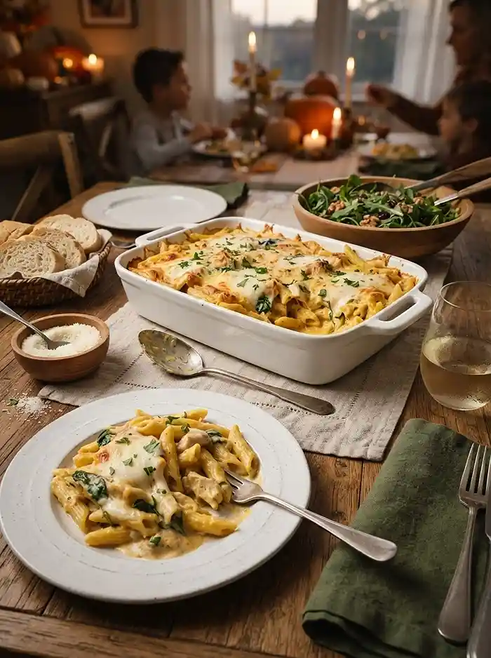 Pumpkin Alfredo Chicken Pasta Bake 4 pumpkin spice fall recipe
