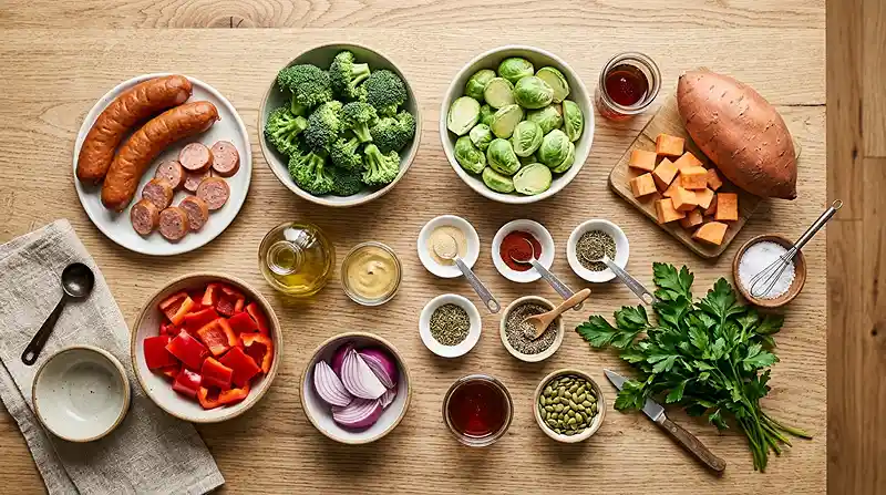 Sheet Pan Maple Sausage Veggie Roast 2 sheet pan family dinner