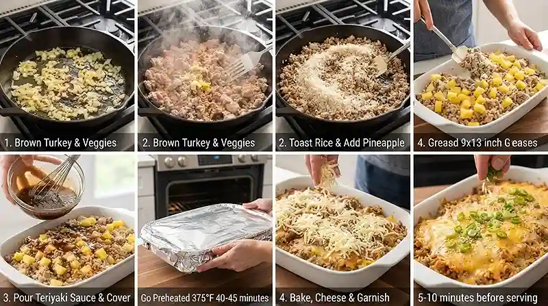Teriyaki Turkey Pineapple Rice Bake 3 teriyaki turkey pineapple dinner