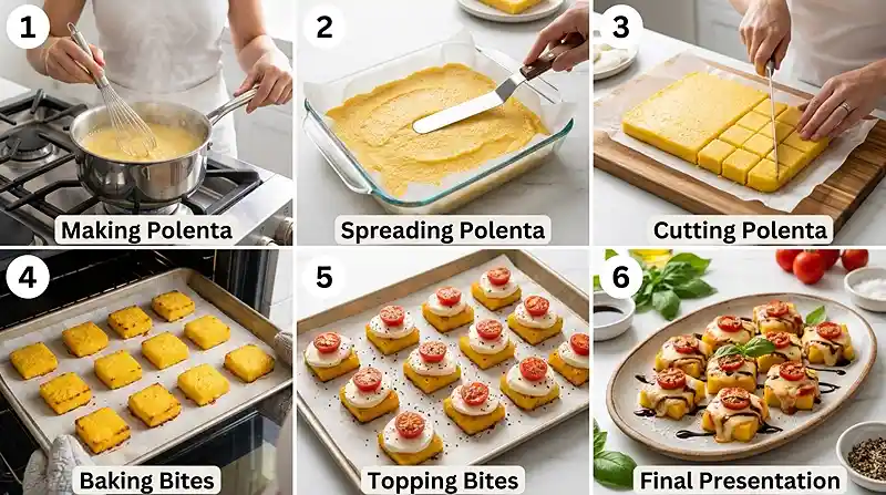Gluten-Free Tomato Mozzarella Polenta Bites 3 tomato mozzarella appetizer