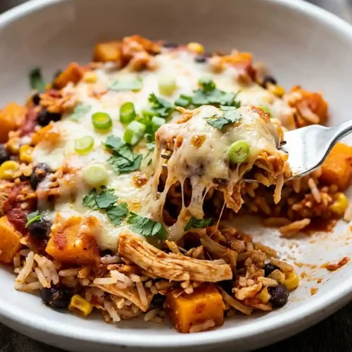 Butternut Chicken Enchilada Rice Bake