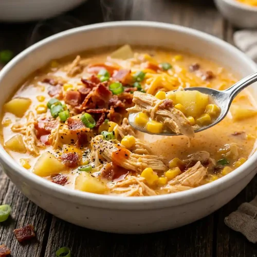 Gluten-Free Buffalo Chicken Corn Chowder