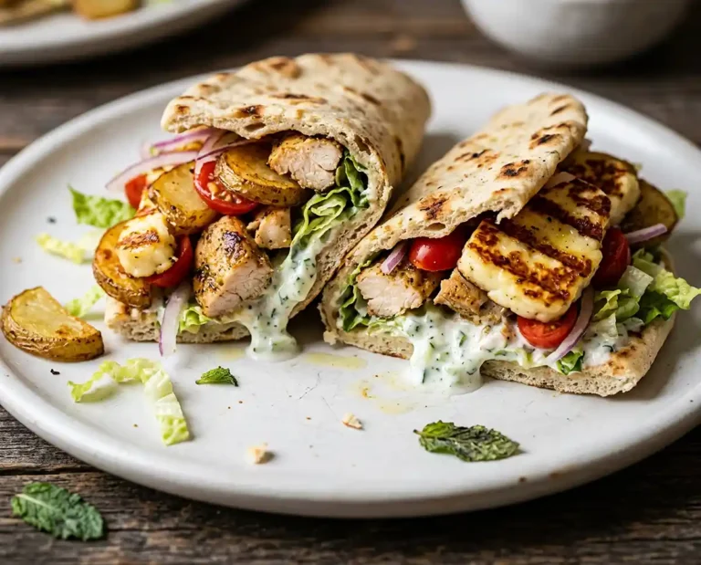 Gluten-Free chicken halloumi gyros