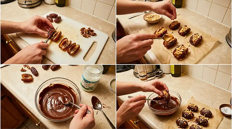 Stuffed Snickers Dates 3 Healthy snickers bar