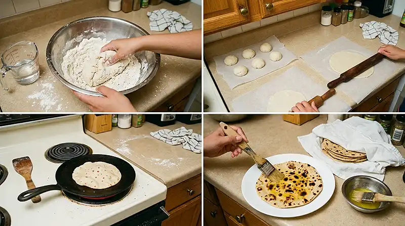 Unleavened South Asian Flatbread 3 Homemade Gluten-Free Chapati with Simple Ingredients