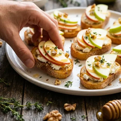 Honey Apple Goat Cheese Crostini Bites
