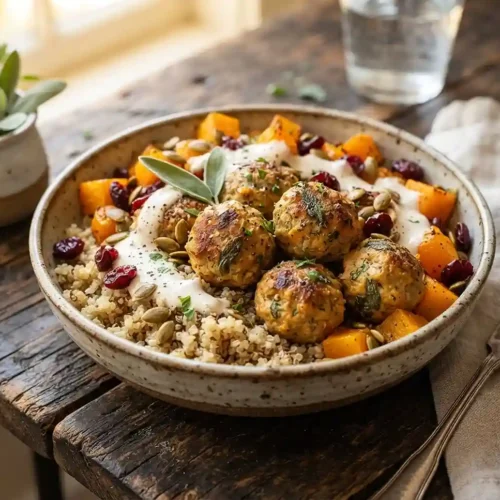 Pumpkin Sage Turkey Meatball Bowls