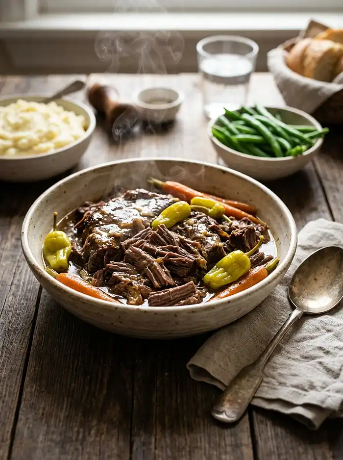 Slow Cooker Mississippi Pot Roast with Pepperoncini