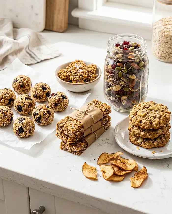 Gluten Free Snacks on the Go 4 Sweet gluten free snacks on the go like energy bites, wrapped granola bars, and breakfast cookies