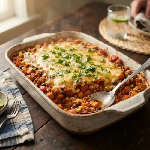 Turkey Sweet Potato Taco Casserole