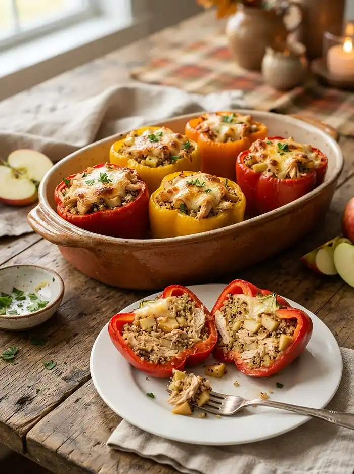 Apple Gouda Chicken Stuffed Peppers 4 apple cinnamon fall recipe
