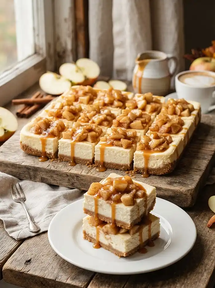 Apple Pie Cheesecake Bars 4 apple cinnamon fall recipe