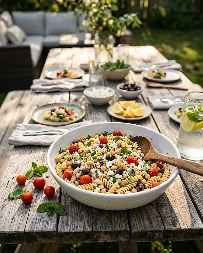 Gluten-Free Feta Bean Pasta Salad Recipe 4 beans feta pasta salad