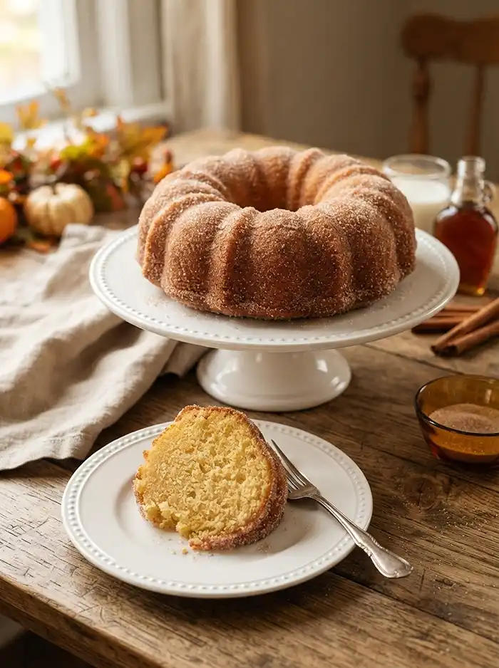 Maple Cinnamon Sugar Donut Cake 4 cozy snack cake