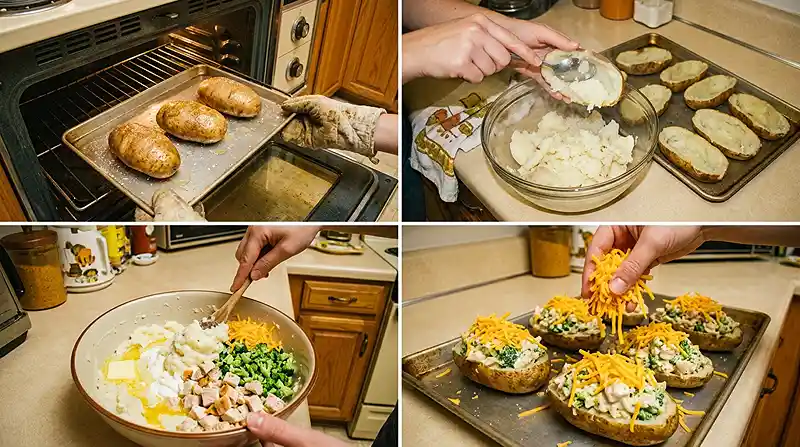 Cheesy Broccoli Chicken Stuffed Potatoes 3 easy fall dinner