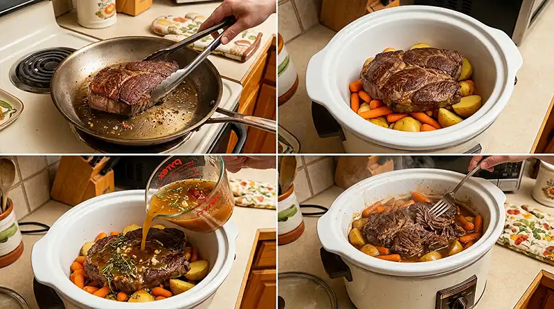 Slow Cooker Apple Cider Pot Roast 3 easy fall dinner