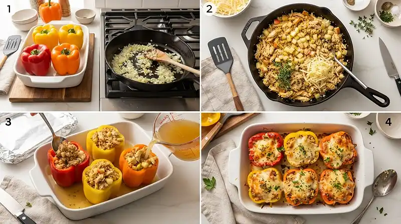Apple Gouda Chicken Stuffed Peppers 3 easy fall dinner