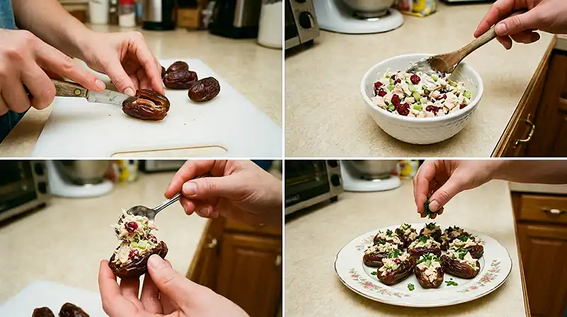 Stuffed Dates with Cranberry Chicken Salad 3 easy party appetizer
