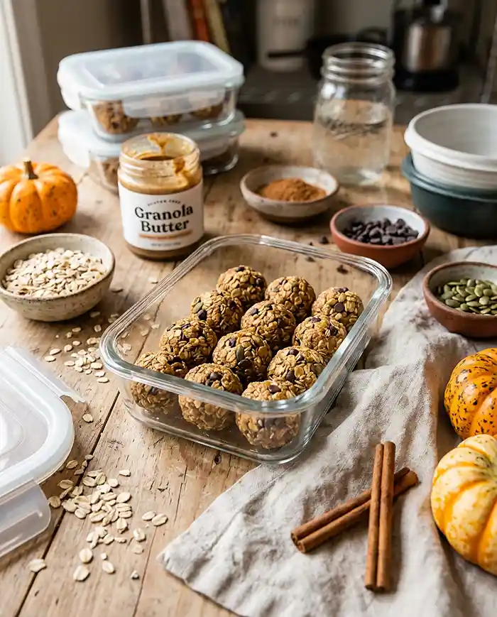 Pumpkin Spice Granola Butter Bites 4 fall meal prep breakfast
