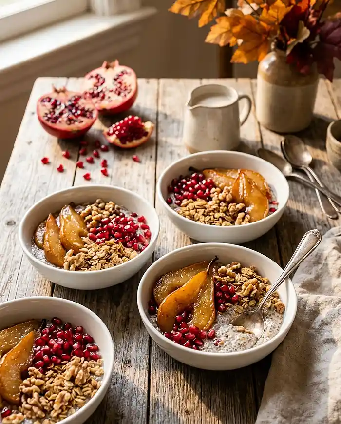 Pomegranate Pear Breakfast Chia Bowls 4 fall meal prep breakfast