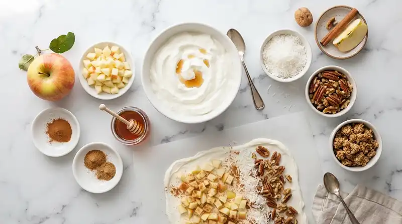 gluten free apple pie yogurt bark with coconut