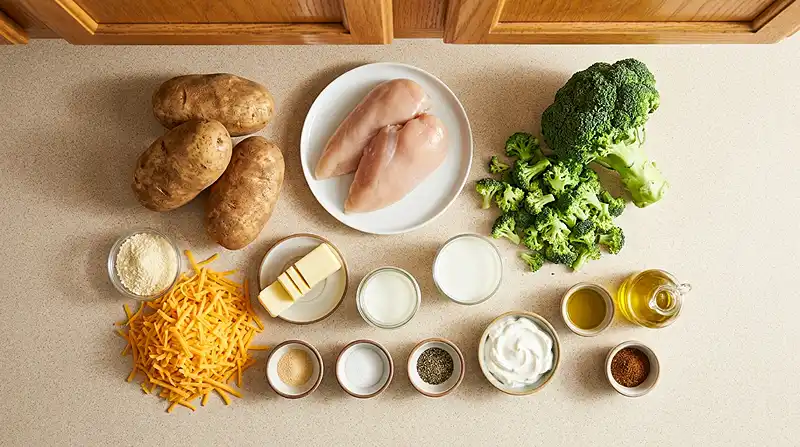 Cheesy Broccoli Chicken Stuffed Potatoes 2 gluten free cheesy broccoli chicken stuffed potatoes