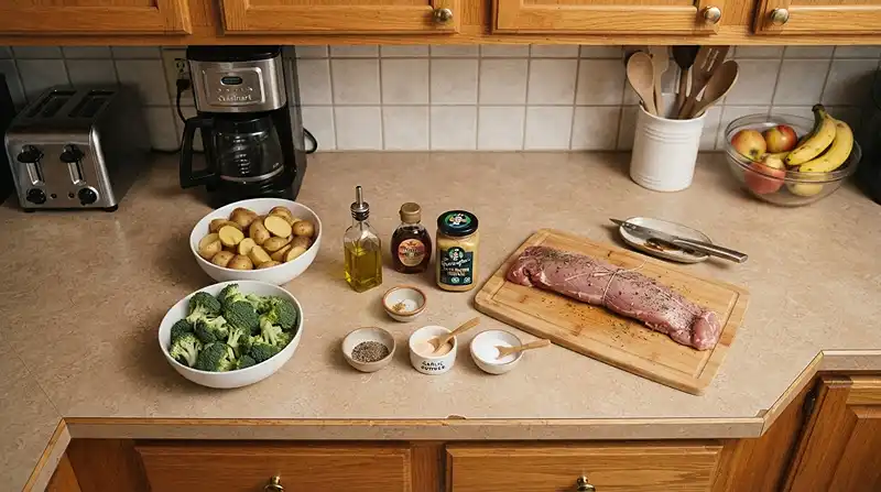 gluten free maple mustard pork tenderloin sheet pan
