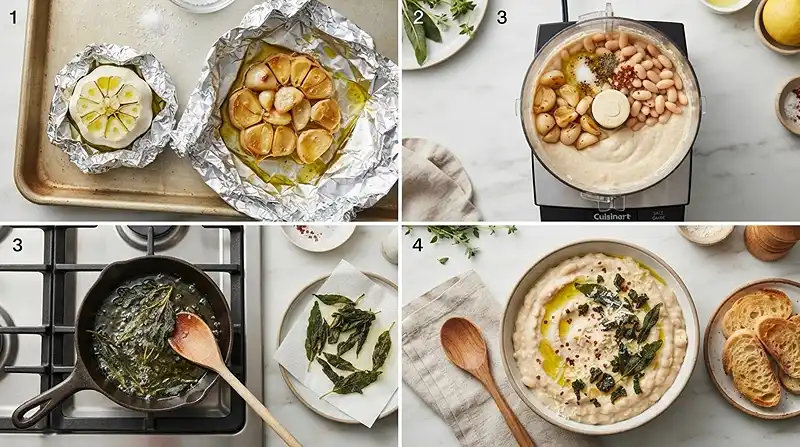 Roasted Garlic White Bean Dip 3 gluten free roasted garlic white bean dip with crispy sage