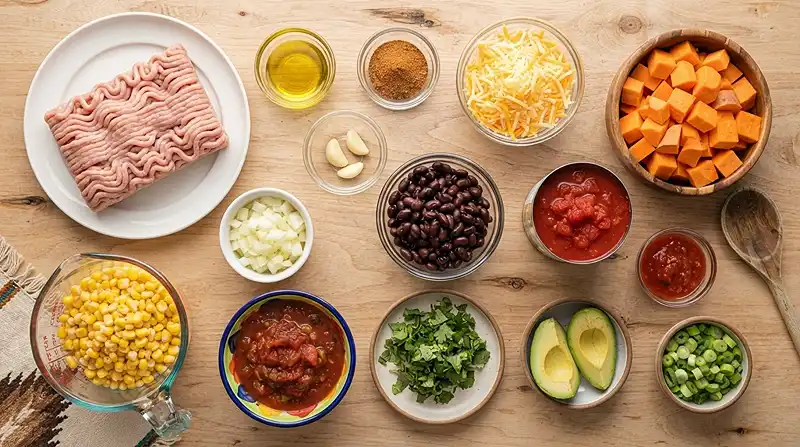 gluten free turkey sweet potato taco casserole