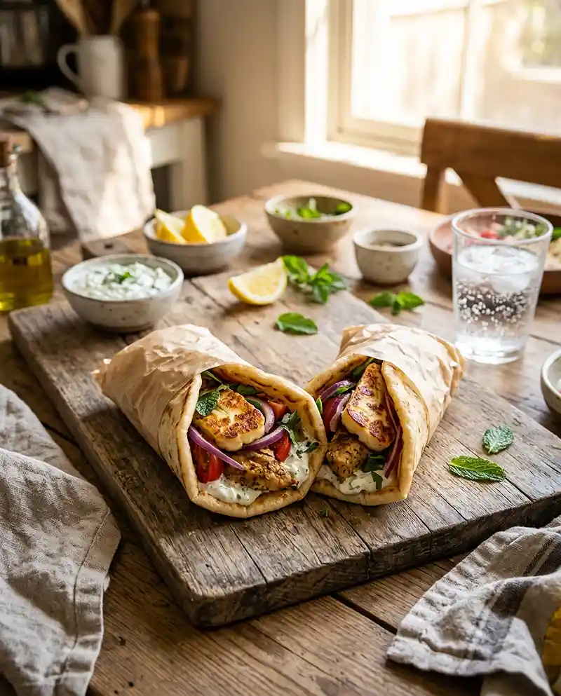 Gluten-Free Chicken Halloumi Gyros Recipe 4 halloumi cheese