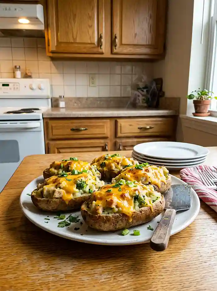 Cheesy Broccoli Chicken Stuffed Potatoes 4 late october november pinterest recipe