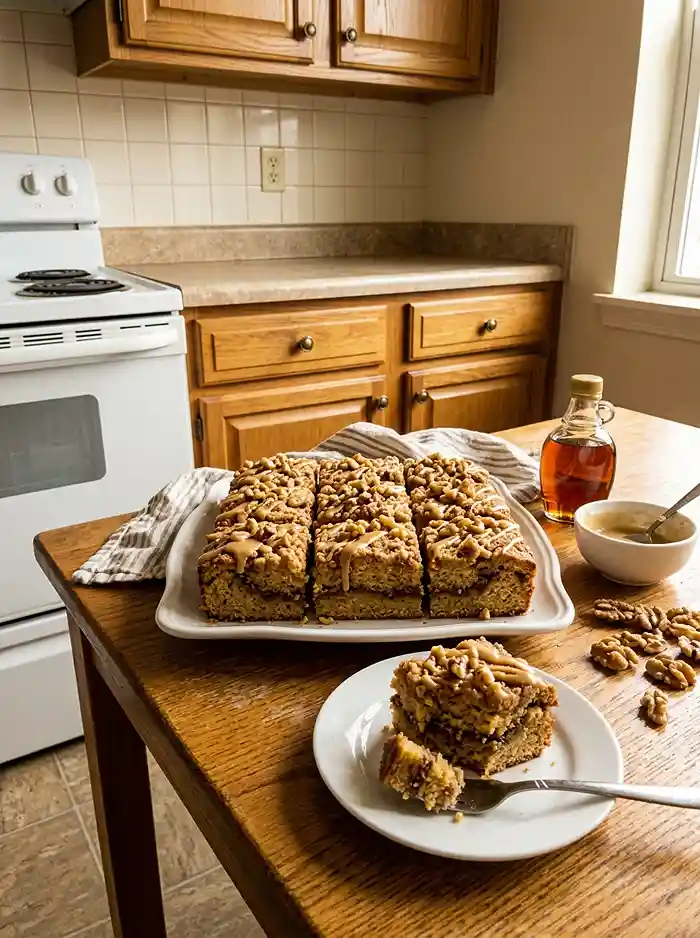 Maple Walnut Coffee Cake Bars 4 maple fall baking recipe