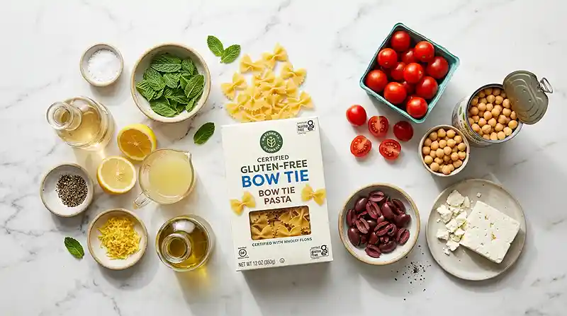 Gluten-Free Feta Bean Pasta Salad Recipe 2 pasta salad with garbanzo beans tomatoes and feta cheese