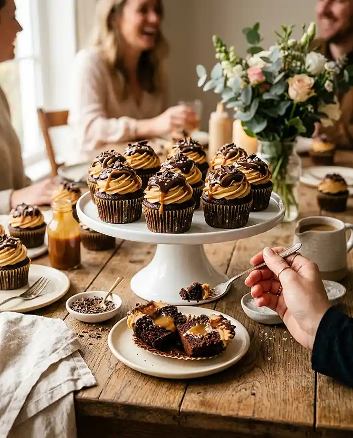 salted caramel and chocolate cupcakes