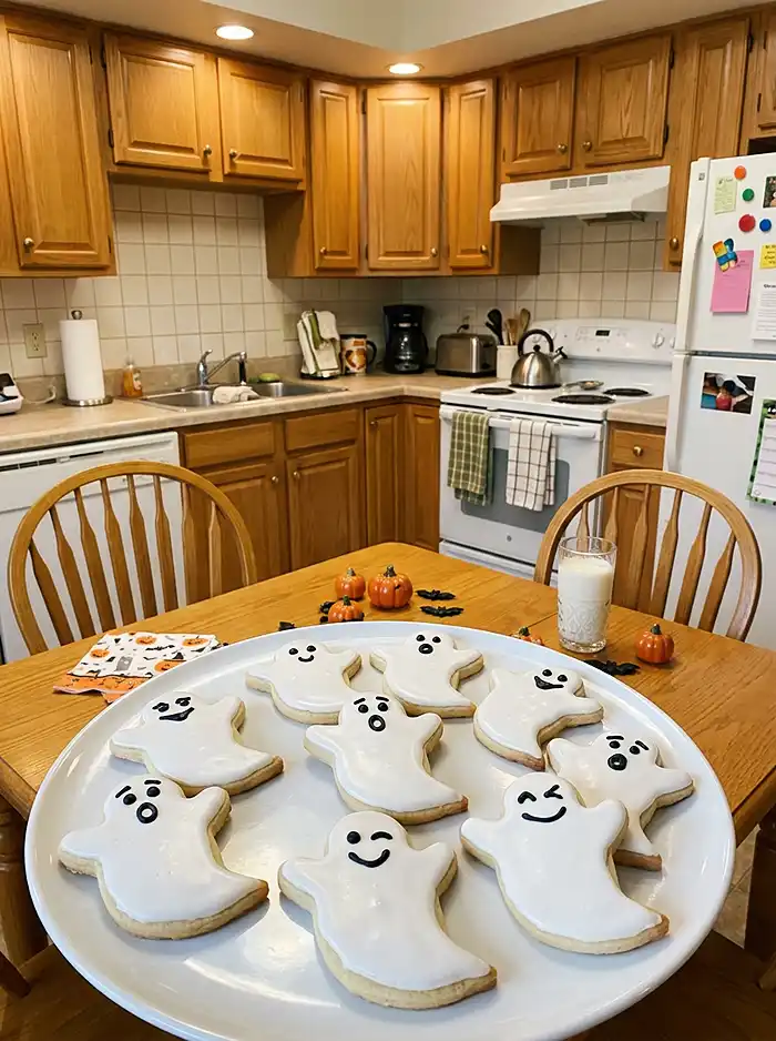 Gluten-Free Ghost Cookies 4 spooky icing face
